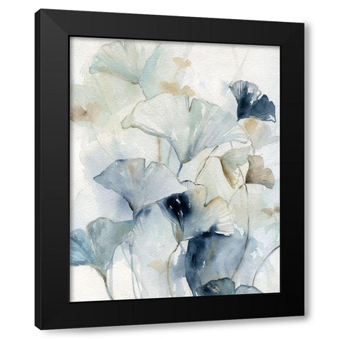Indigo Ginkgo I Black Modern Wood Framed Art Print with Double Matting by Robinson, Carol
