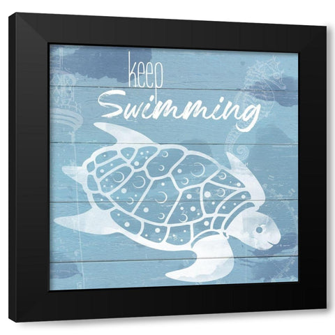 Keep Swimming Black Modern Wood Framed Art Print by Santiago, Daniela