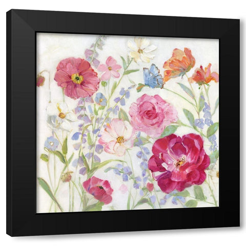 Summer Blooms Black Modern Wood Framed Art Print by Swatland, Sally