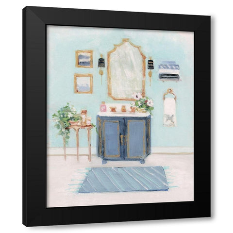 Blue Bath II Black Modern Wood Framed Art Print with Double Matting by Swatland, Sally