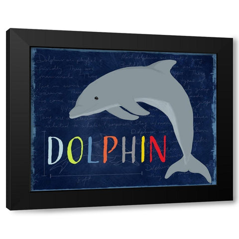 Dolphin Black Modern Wood Framed Art Print with Double Matting by Santiago, Daniela