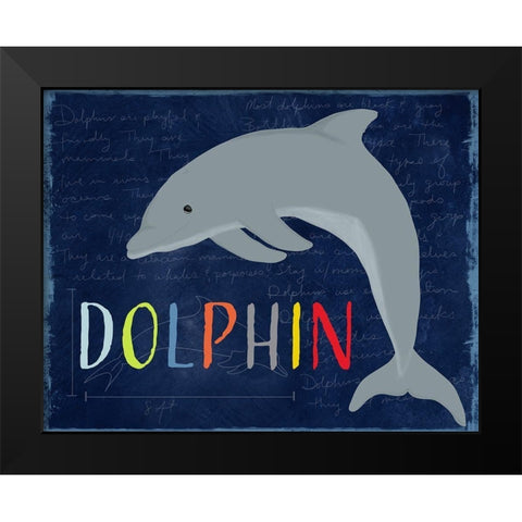 Dolphin Black Modern Wood Framed Art Print by Santiago, Daniela