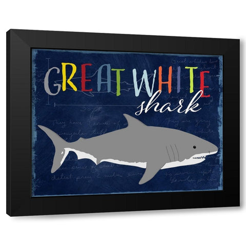 Great White Shark Black Modern Wood Framed Art Print with Double Matting by Santiago, Daniela