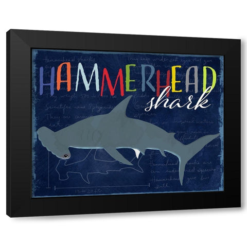 Hammerhead Shark Black Modern Wood Framed Art Print by Santiago, Daniela