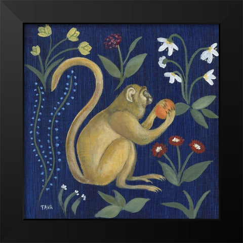 Venezia Garden Monkey I Black Modern Wood Framed Art Print by Tava Studios