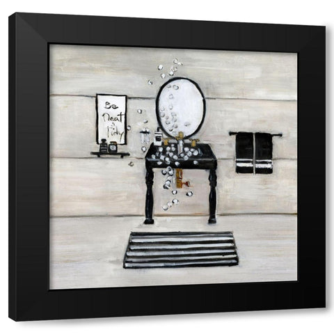 Neat and Tidy Bath Black Modern Wood Framed Art Print by Swatland, Sally