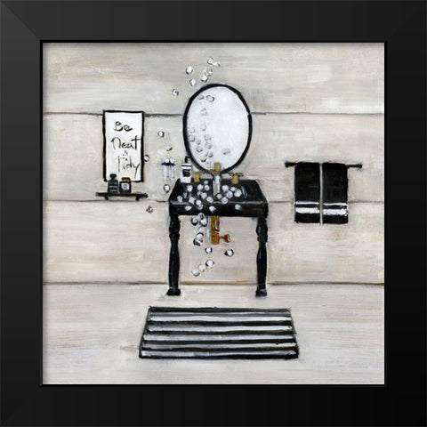 Neat and Tidy Bath Black Modern Wood Framed Art Print by Swatland, Sally