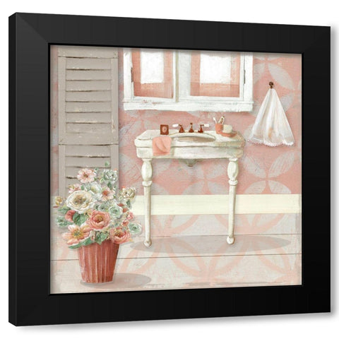 Blushing Bath Sink I Black Modern Wood Framed Art Print by Robinson, Carol