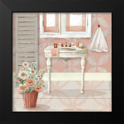 Blushing Bath Sink I Black Modern Wood Framed Art Print by Robinson, Carol