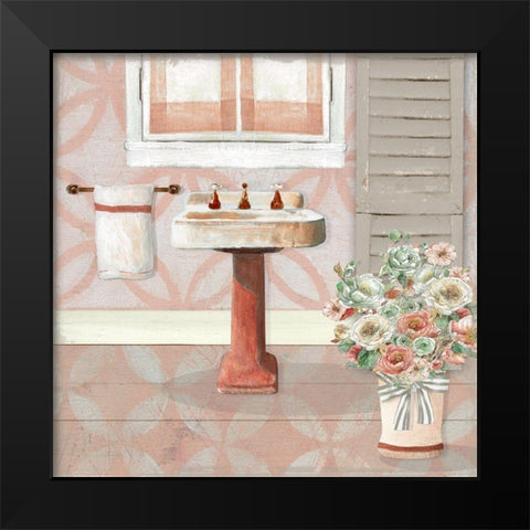 Blushing Bath Sink II Black Modern Wood Framed Art Print by Robinson, Carol
