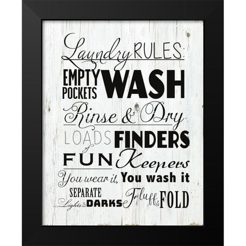 Laundry Rules Black Modern Wood Framed Art Print by Santiago, Daniela