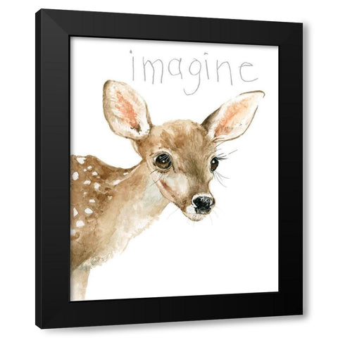 Forest Fur Baby Deer Black Modern Wood Framed Art Print by Robinson, Carol