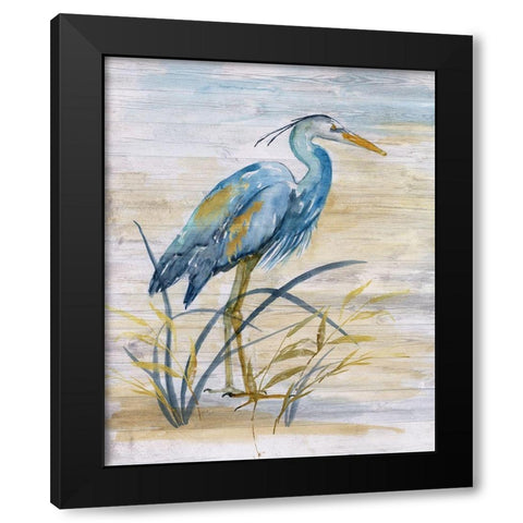 Blue Heron I Black Modern Wood Framed Art Print with Double Matting by Nan