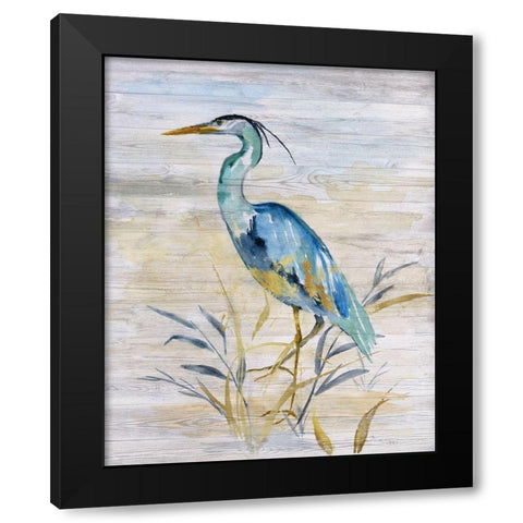 Blue Heron II Black Modern Wood Framed Art Print with Double Matting by Nan