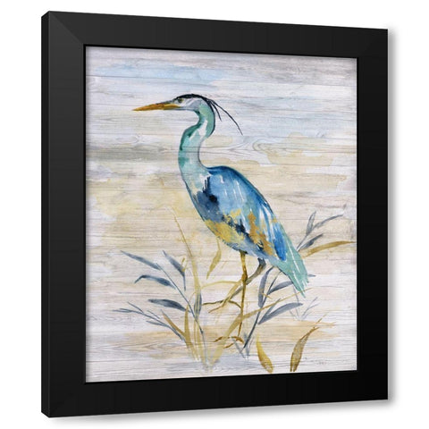 Blue Heron II Black Modern Wood Framed Art Print by Nan