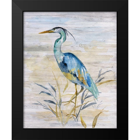 Blue Heron II Black Modern Wood Framed Art Print by Nan