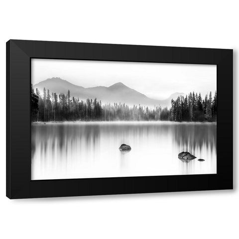 Mountain Reflection Black Modern Wood Framed Art Print with Double Matting by Paulson, Don