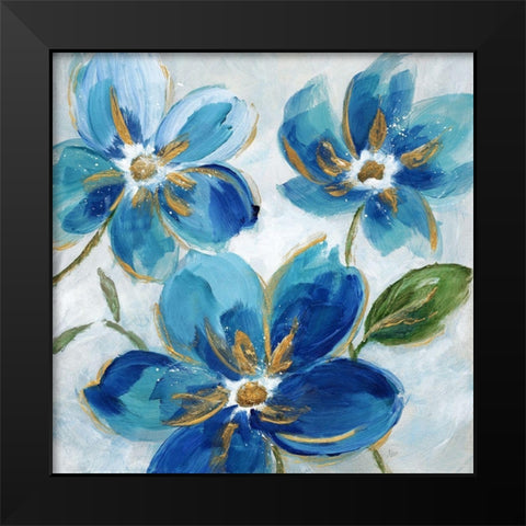 Flowering Blues I Black Modern Wood Framed Art Print by Nan