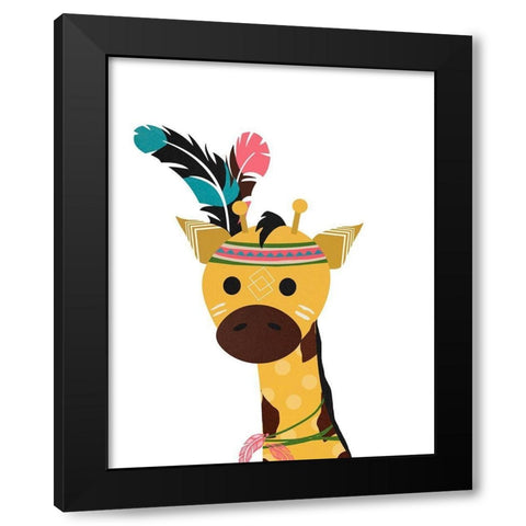 Boho Giraffe Black Modern Wood Framed Art Print by Santiago, Daniela