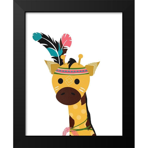 Boho Giraffe Black Modern Wood Framed Art Print by Santiago, Daniela