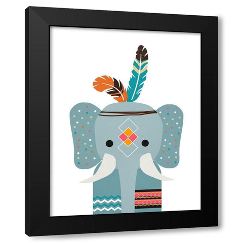 Boho Elephant Black Modern Wood Framed Art Print with Double Matting by Santiago, Daniela