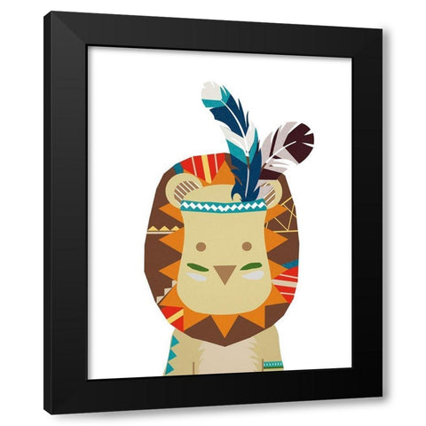 Boho Lion Black Modern Wood Framed Art Print by Santiago, Daniela