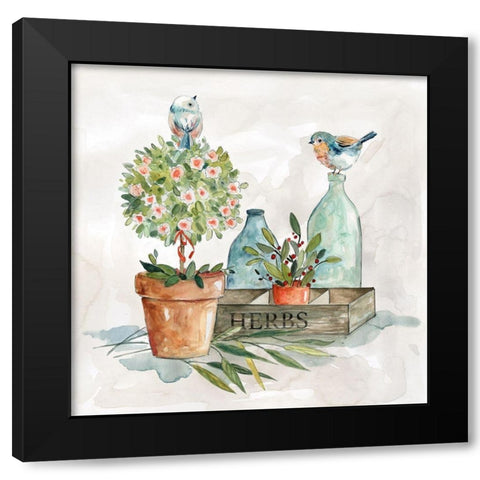 Garden Glimpse II Black Modern Wood Framed Art Print by Robinson, Carol