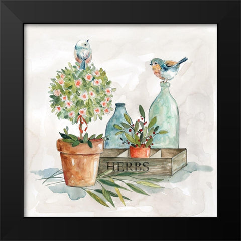 Garden Glimpse II Black Modern Wood Framed Art Print by Robinson, Carol