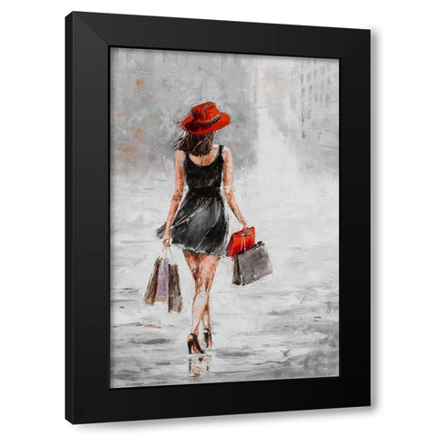 City Shopping I Black Modern Wood Framed Art Print with Double Matting by Kowalik, Jolanta