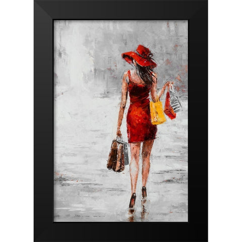 City Shopping II Black Modern Wood Framed Art Print by Kowalik, Jolanta