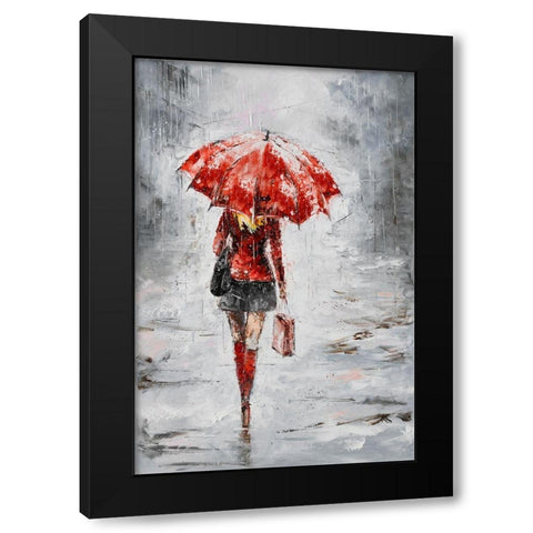 City in the Rain I Black Modern Wood Framed Art Print by Kowalik, Jolanta
