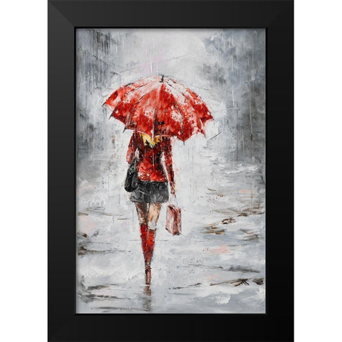 City in the Rain I Black Modern Wood Framed Art Print by Kowalik, Jolanta