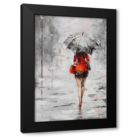 City in the Rain II Black Modern Wood Framed Art Print by Kowalik, Jolanta