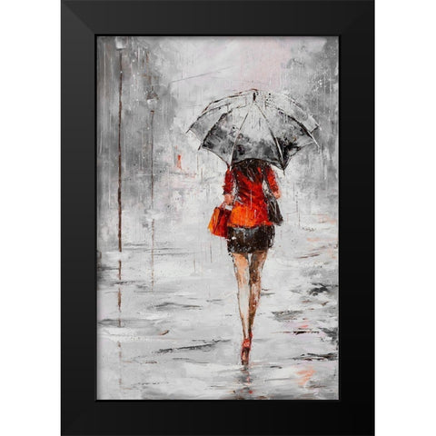 City in the Rain II Black Modern Wood Framed Art Print by Kowalik, Jolanta