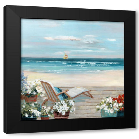 Beach House View Black Modern Wood Framed Art Print with Double Matting by Swatland, Sally