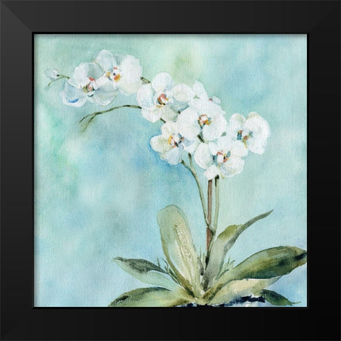 Sunlit Orchid Black Modern Wood Framed Art Print by Robinson, Carol