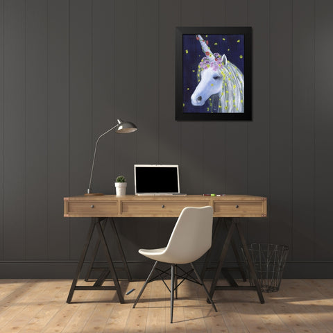 Unicorn IV Black Modern Wood Framed Art Print by Tava Studios