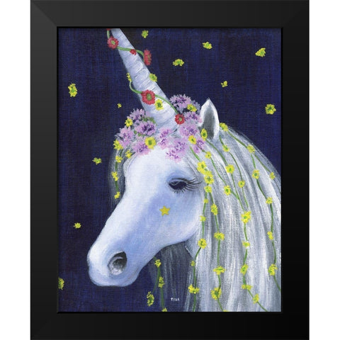 Unicorn IV Black Modern Wood Framed Art Print by Tava Studios