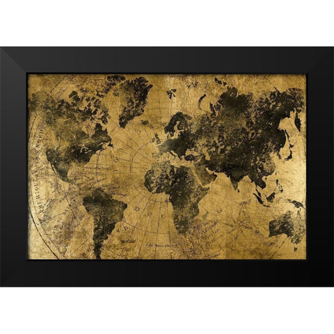 Golden Atlas Black Modern Wood Framed Art Print by CAD Designs