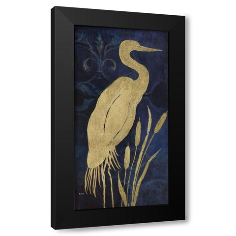 Egret On Indigo I Black Modern Wood Framed Art Print with Double Matting by Tava Studios