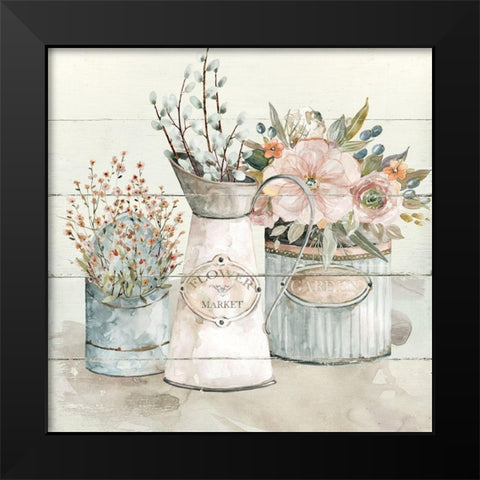 Shiplap Flower Black Modern Wood Framed Art Print by Robinson, Carol