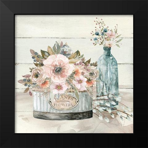 Shiplap Plants Black Modern Wood Framed Art Print by Robinson, Carol