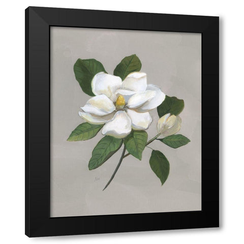 Botanical Magnolia Black Modern Wood Framed Art Print by Nan
