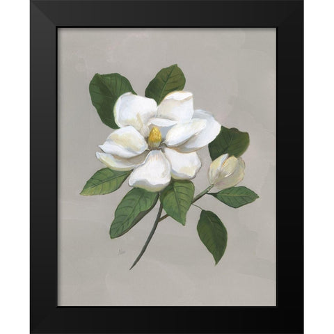 Botanical Magnolia Black Modern Wood Framed Art Print by Nan