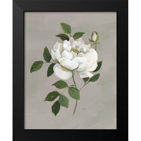 Botanical Rose Black Modern Wood Framed Art Print by Nan