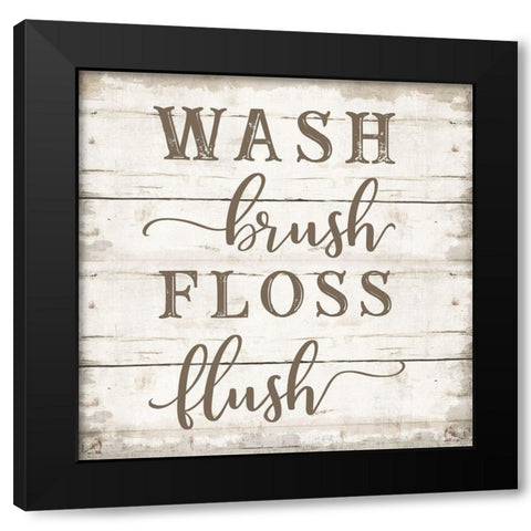 Wash Brush Black Modern Wood Framed Art Print by CAD Designs