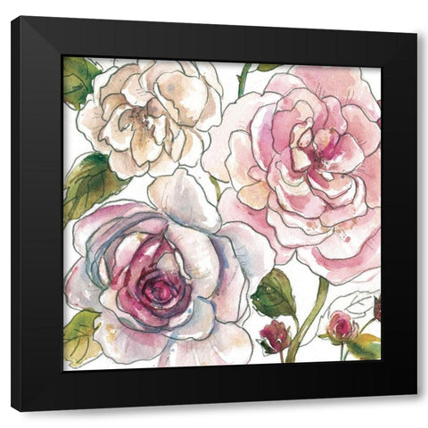 Floral Sketchbook Black Modern Wood Framed Art Print by Robinson, Carol