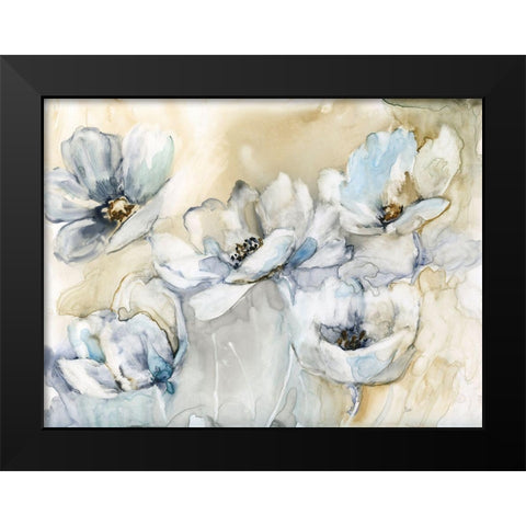 Soft Blooms Black Modern Wood Framed Art Print by Nan