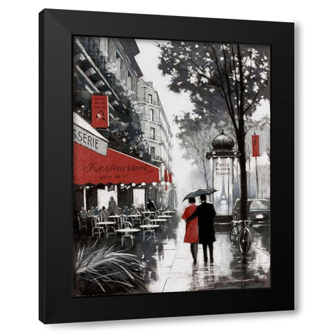 Rainy Paris II Black Modern Wood Framed Art Print with Double Matting by Orme, E. Anthony