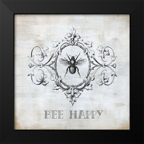 Bee Happy Black Modern Wood Framed Art Print by Robinson, Carol